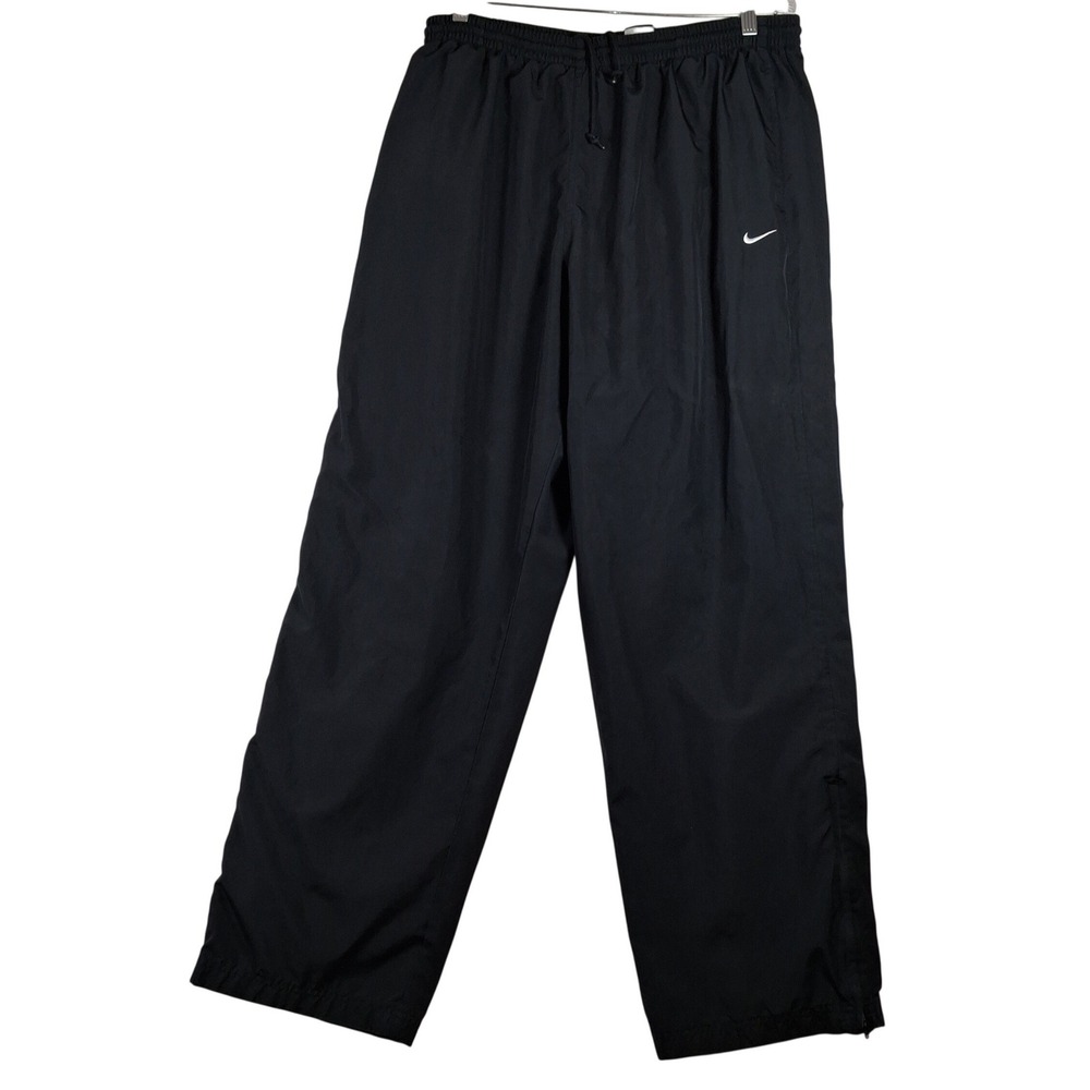 Nike Mens XXL Black Nylon Mesh Lined Track Pants Windbreaker Joggers Swoosh